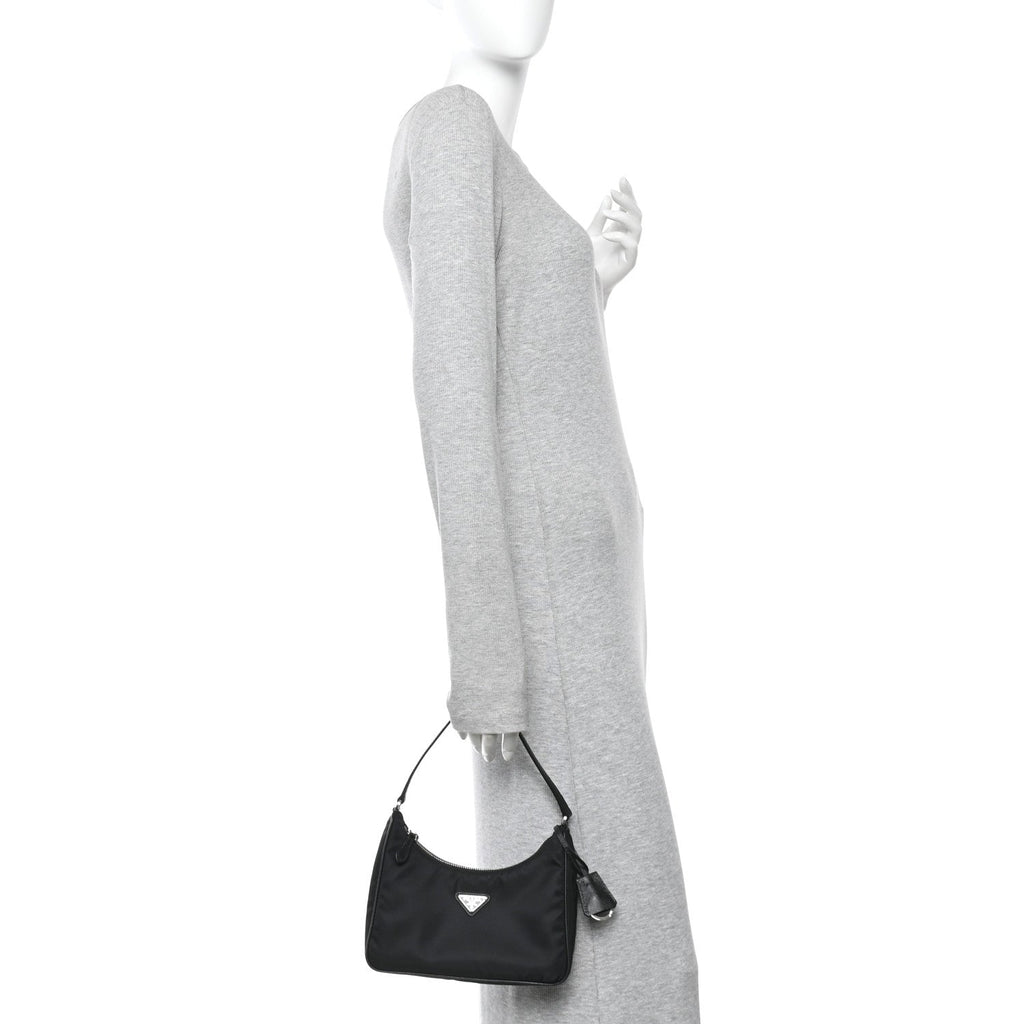 Prada Tessuto Nylon Saffiano Mini Re-Edition 2005 Bag Black