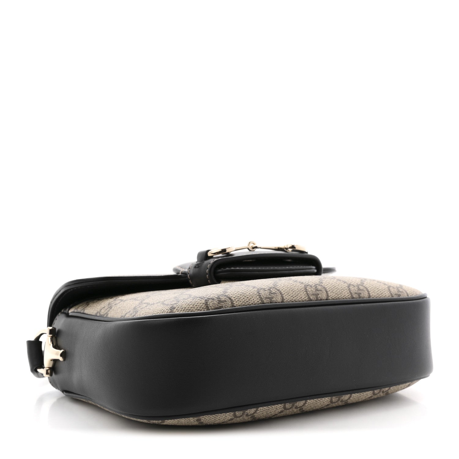 Gucci GG Supreme Monogram Horsebit 1955 Soft Small Shoulder Bag Beige Black