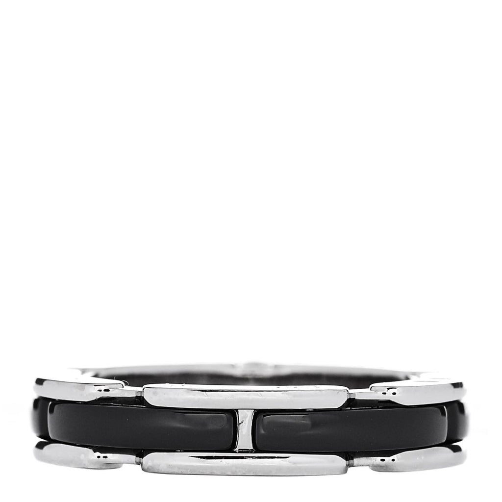 18K White Gold Ceramic Diamond Slim Ultra Ring 49 4.75