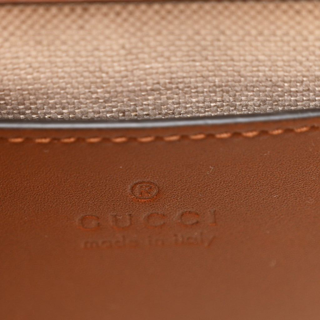 Gucci New Canvas Charisma Calfskin Crystal GG Monogram Mini Diana Tote Bag Camel Ebony