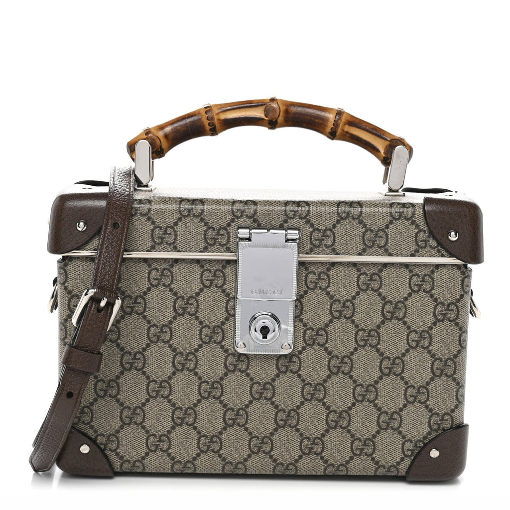 Gucci GG Supreme Monogram Globe-Trotter Beauty Case Brown