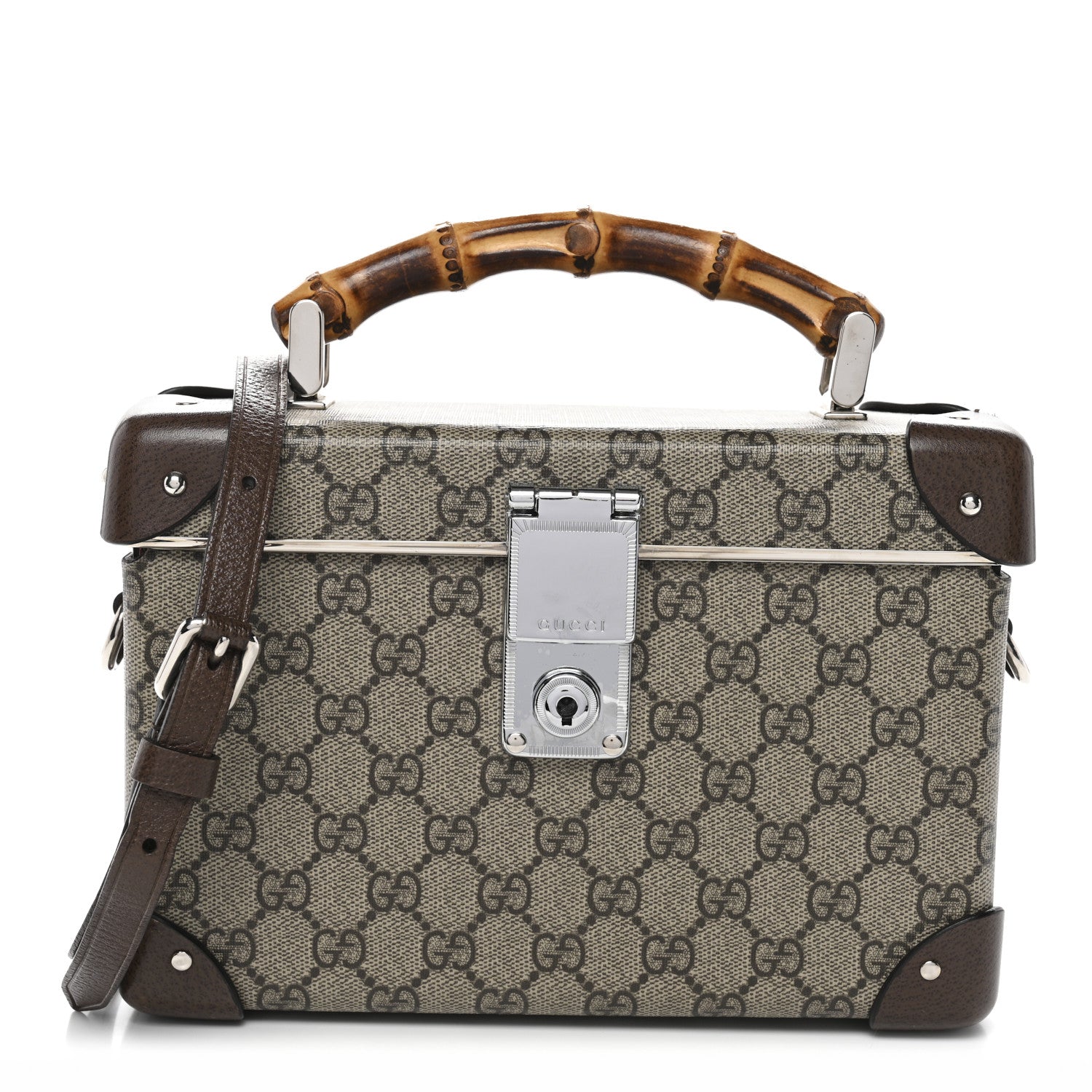 Gucci GG Supreme Monogram Globe-Trotter Beauty Case Brown