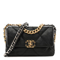 Chanel Shiny Goatskin Quilted Medium Chanel 19 Flap Black