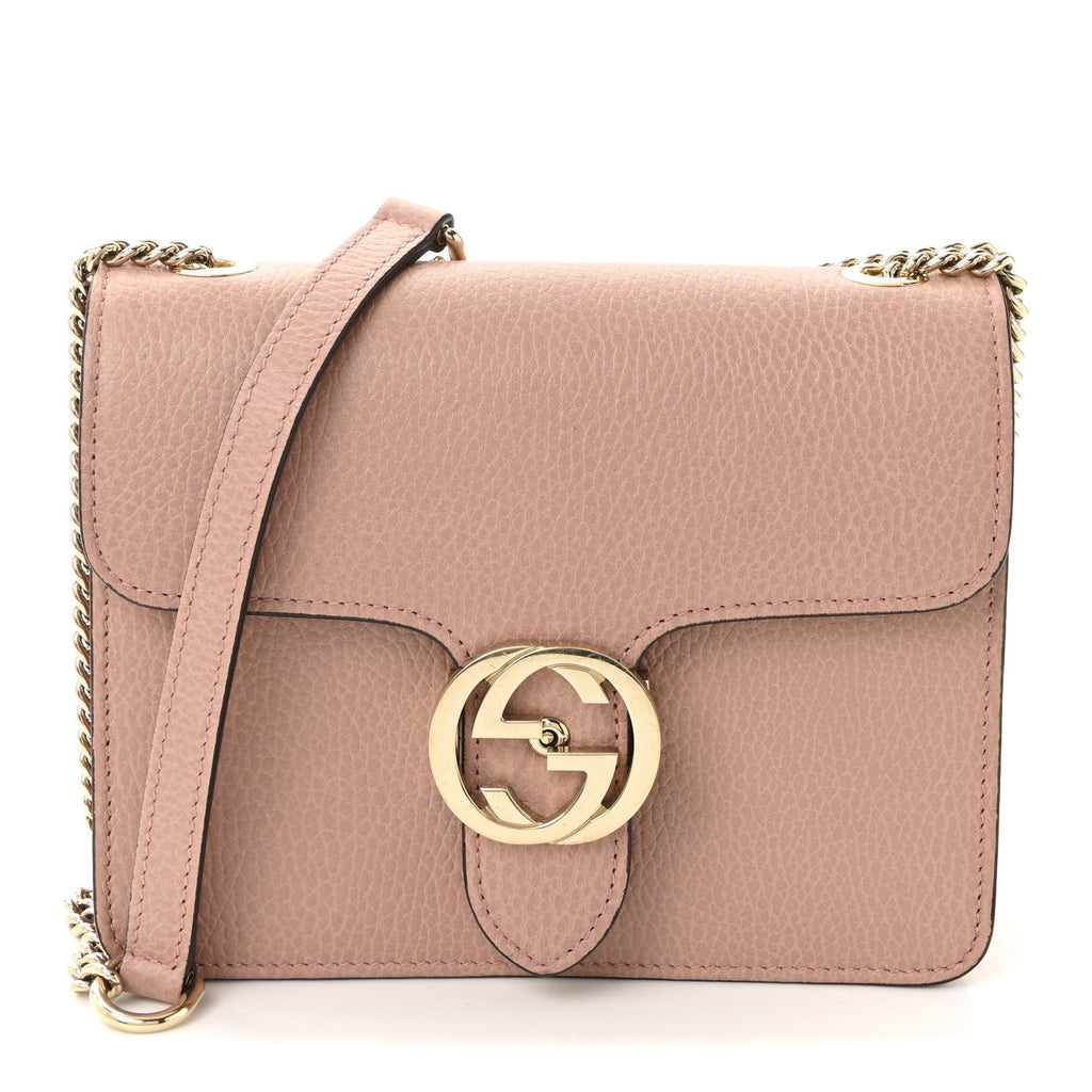 Gucci Dollar Calfskin Small Interlocking G Shoulder Bag Soft Pink
