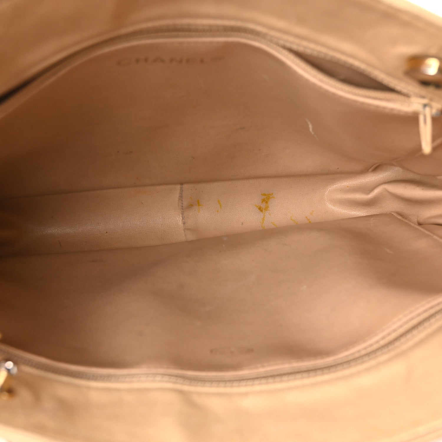 Chanel Lambskin Quilted Shopping Tote Beige