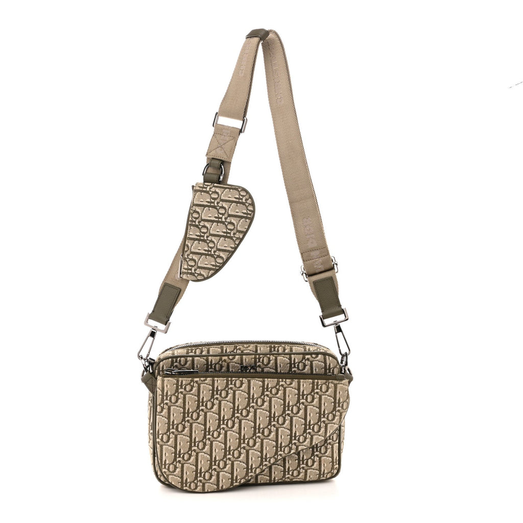 Christian Dior Oblique Saddle Triple Pouch Green