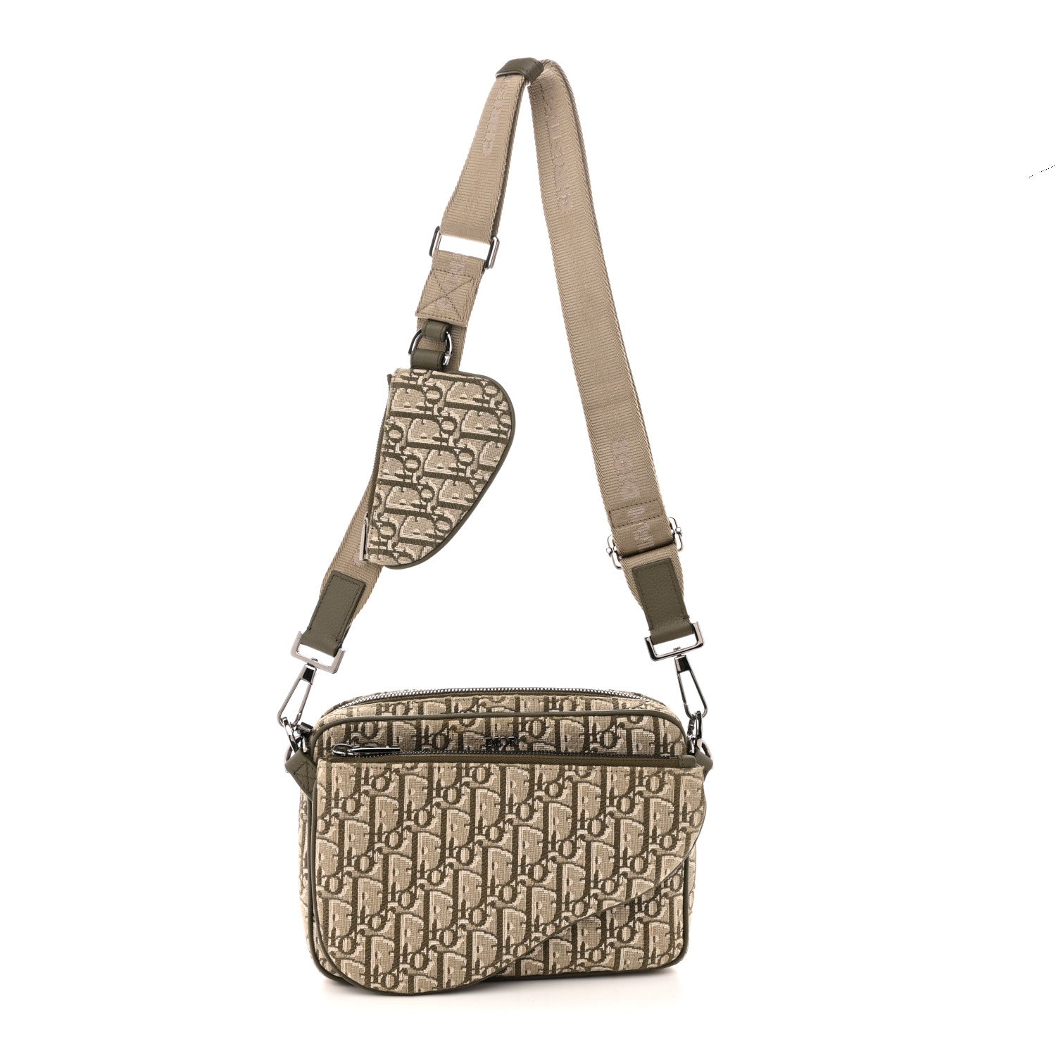 Christian Dior Oblique Saddle Triple Pouch Green
