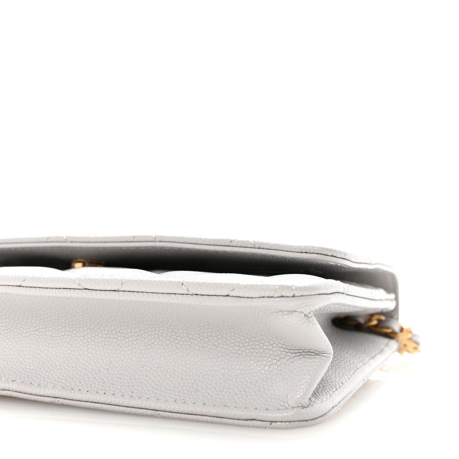 Chanel Caviar Quilted Textured CC Wallet on Chain WOC Grey