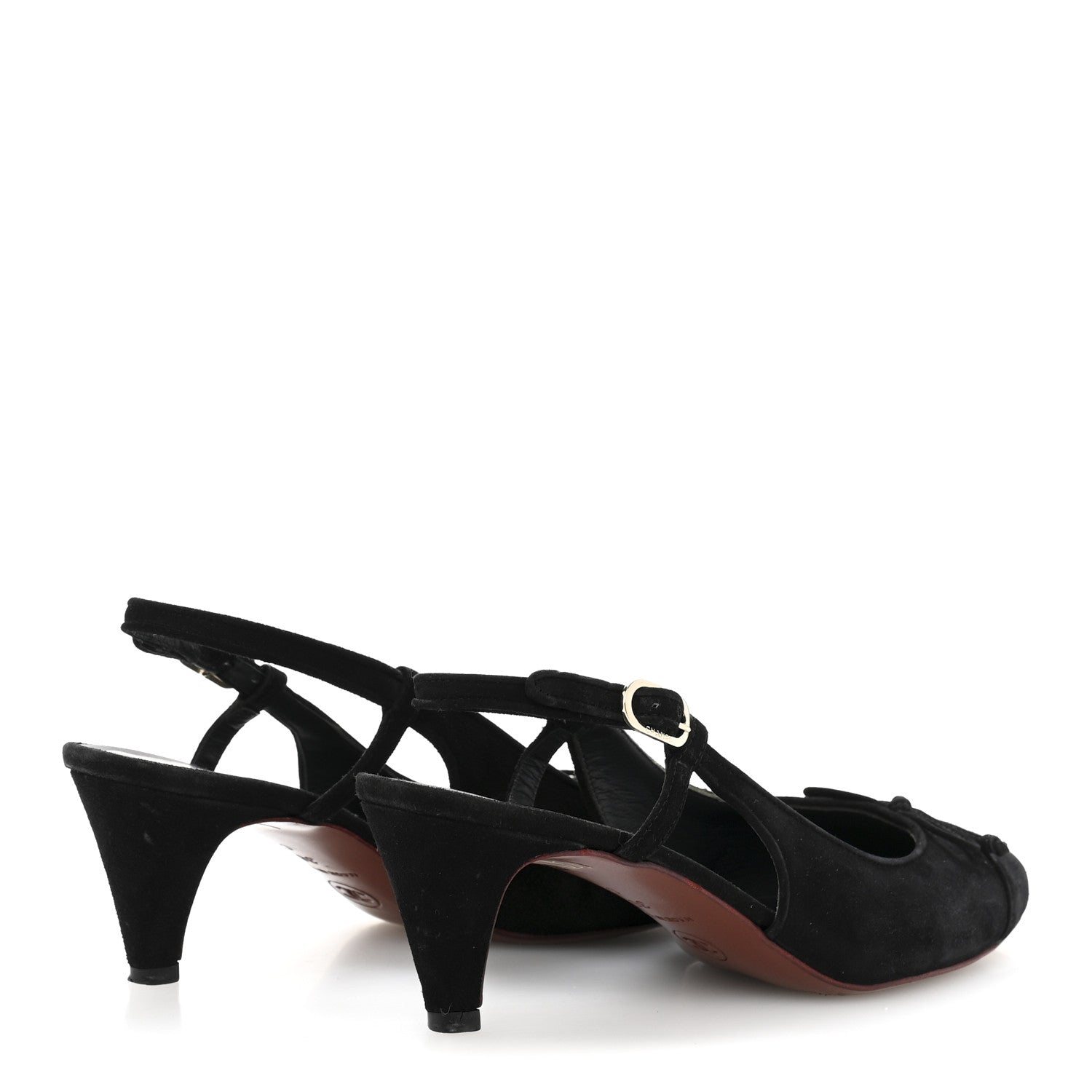 Chanel Suede Cap Toe CC Slingback Pumps 36 Black