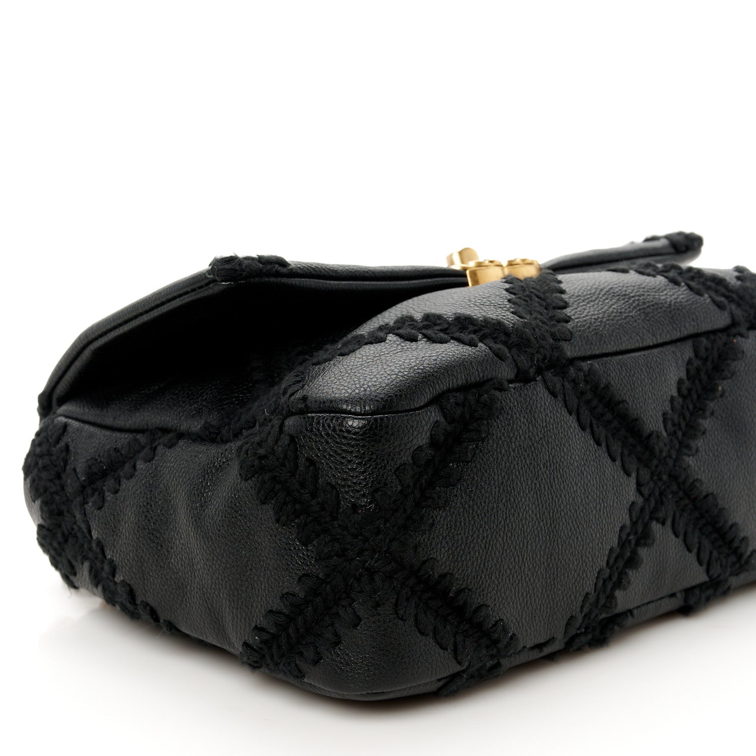 Chanel Calfskin Crochet Medium Chanel 19 Flap Black