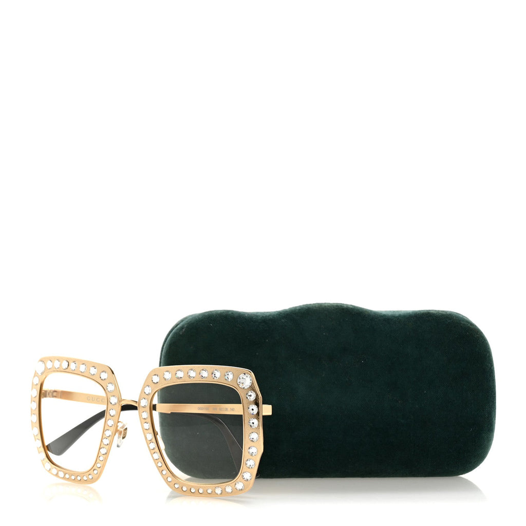 Gucci Metal Acetate Crystal Oversize GG0115S Eyeglasses Gold