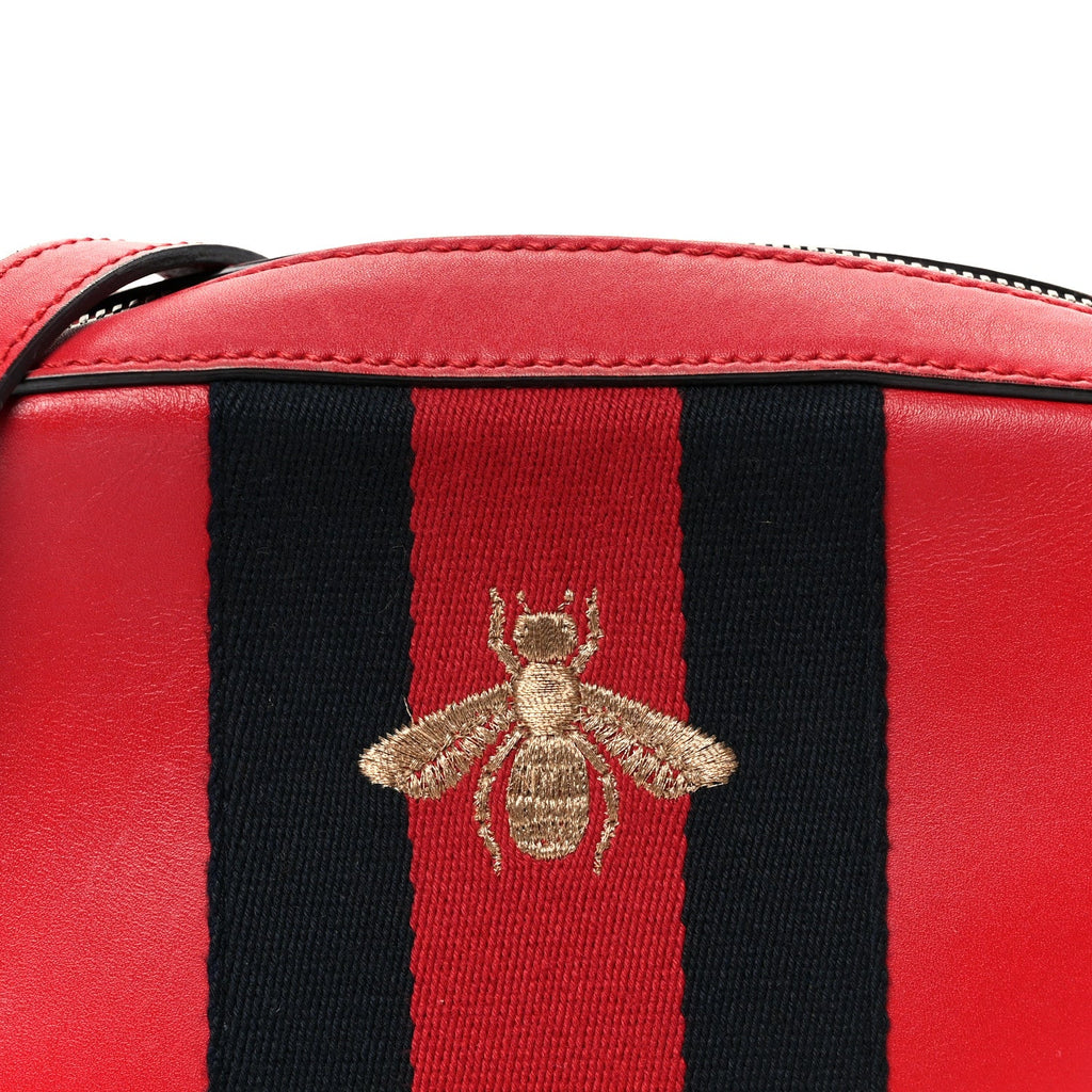 Gucci Calfskin Web Small Webby Bee Shoulder Bag Red