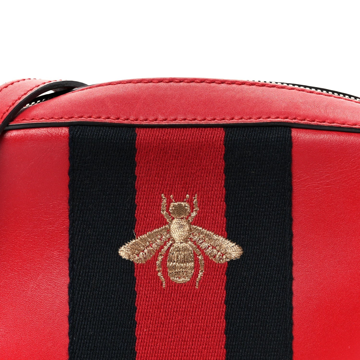 Gucci Calfskin Web Small Webby Bee Shoulder Bag Red