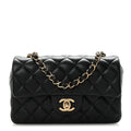 Chanel Lambskin Quilted Mini Rectangular Flap Black