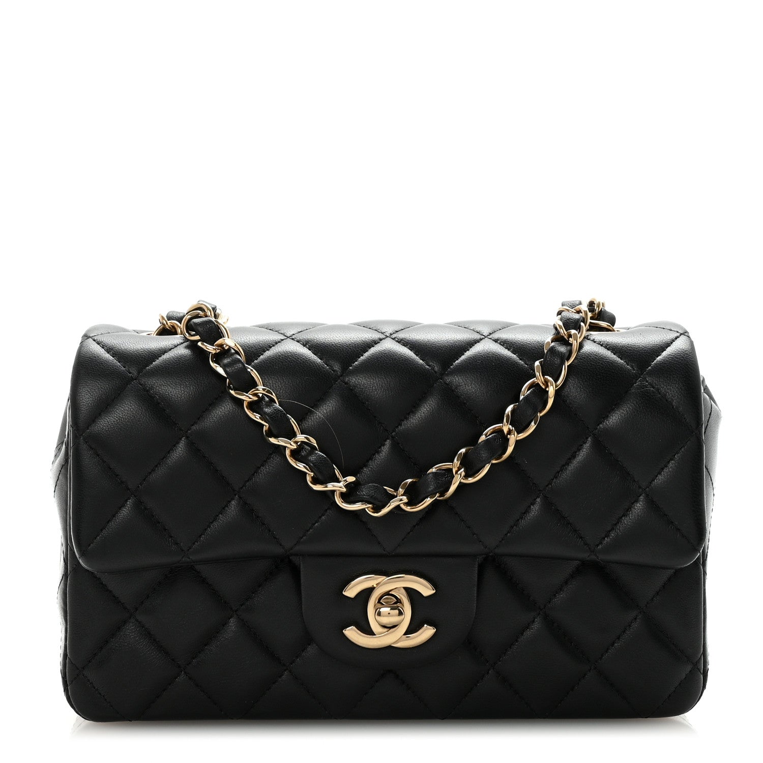 Chanel Lambskin Quilted Mini Rectangular Flap Black