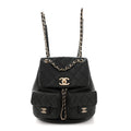 Chanel Shiny Caviar Quilted Medium Duma Pockets Drawstring Backpack Black