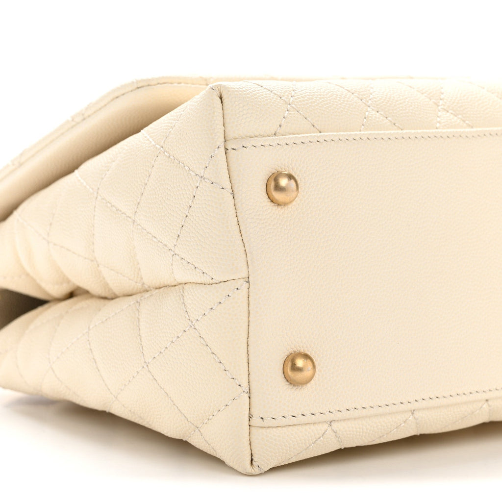 Chanel Caviar Lizard Quilted Small Coco Handle Flap Ivory