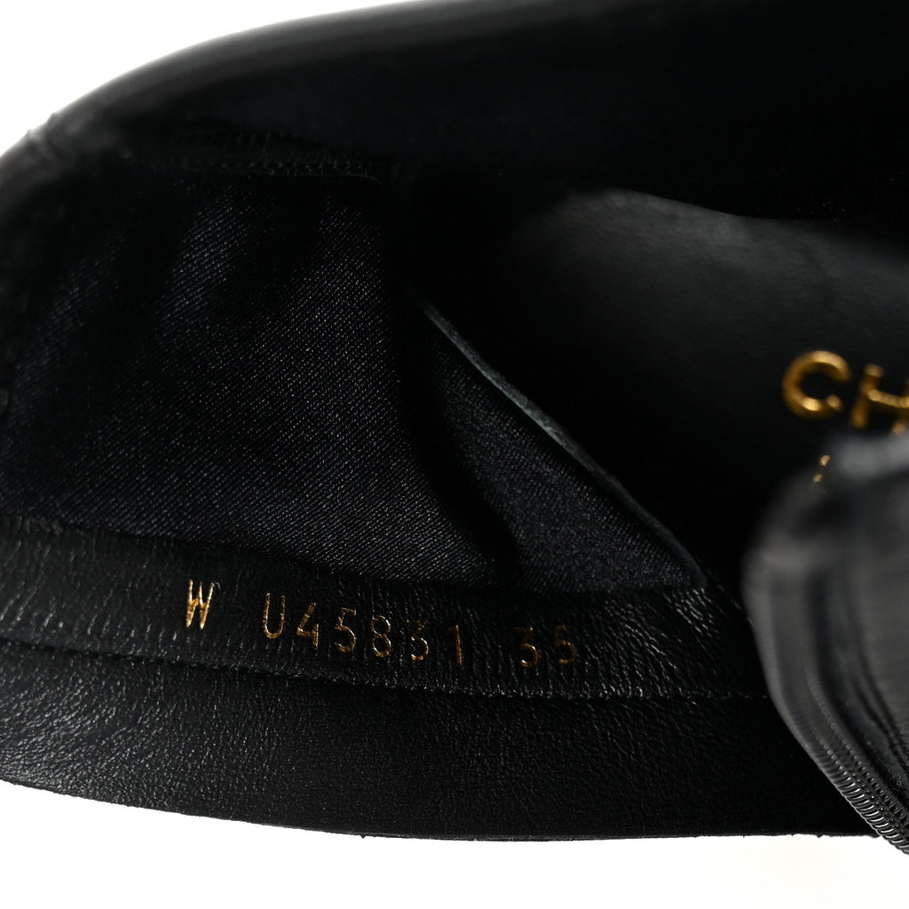 Chanel Stretch Lambskin Cap Toe CC Short Boots 35 Black