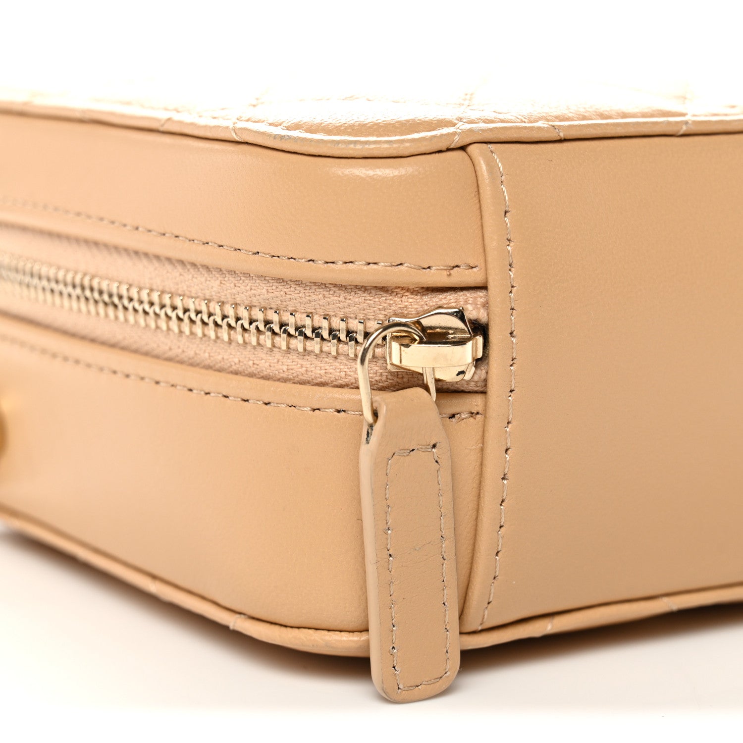 Chanel Lambskin Quilted CC Pearl Crush Camera Case Beige