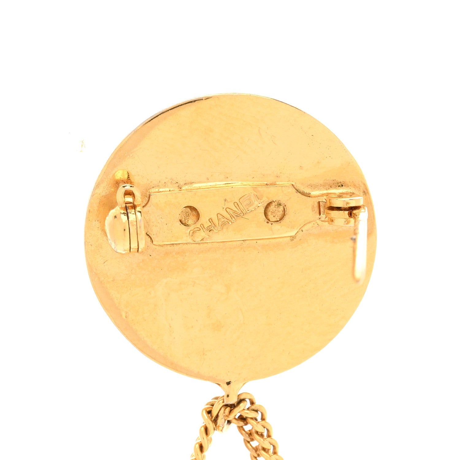 Metal CC Flap Bag Brooch Gold Gold