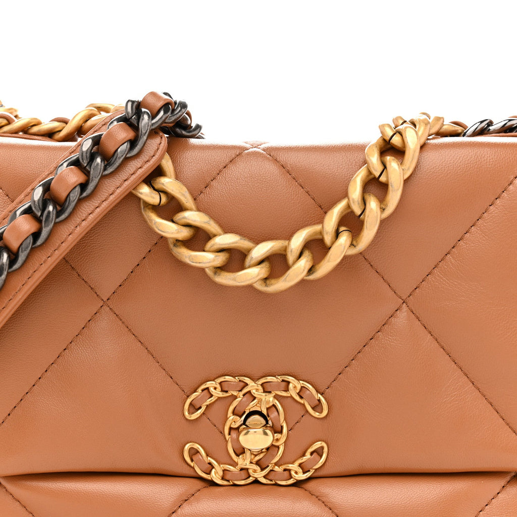 Chanel Lambskin Quilted Medium Chanel 19 Flap Brown