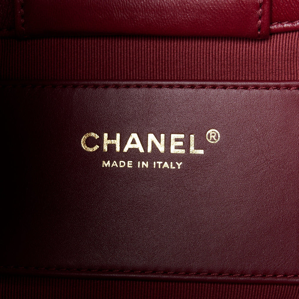 Chanel Lambskin Quilted Small CC Links Hobo Burgundy