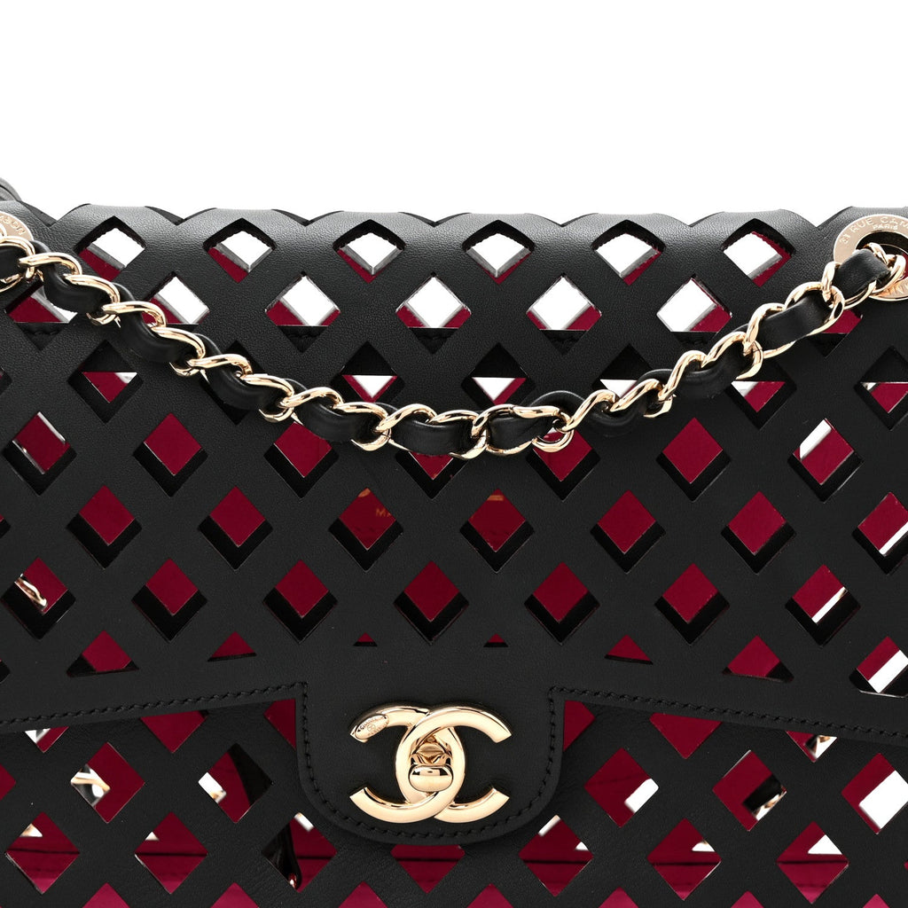 Chanel Lambskin Sea Through Flap Black Multicolor