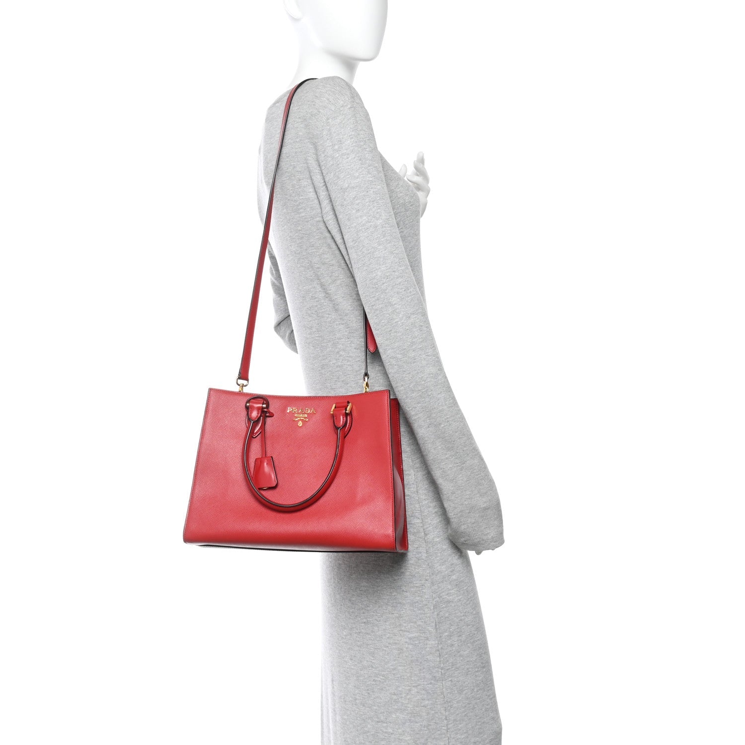 Prada Saffiano Soft Calfskin Large Tote Fuoco
