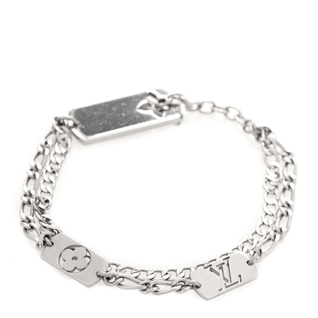 Louis Vuitton Monogram LV Double Chain Bracelet Silver