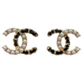 Chanel CC Interlocking Gold-tone & Pearl Earrings