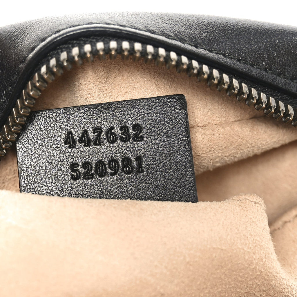 Gucci Calfskin Matelasse Small GG Marmont Chain Shoulder Bag Black