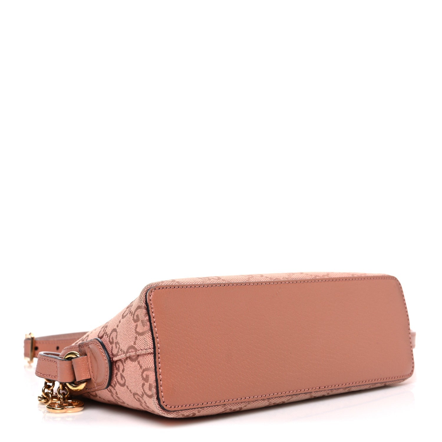 Gucci Monogram Textured Dollar Calfskin Small Ophidia Dome Shoulder Bag Cloche Rose Pink