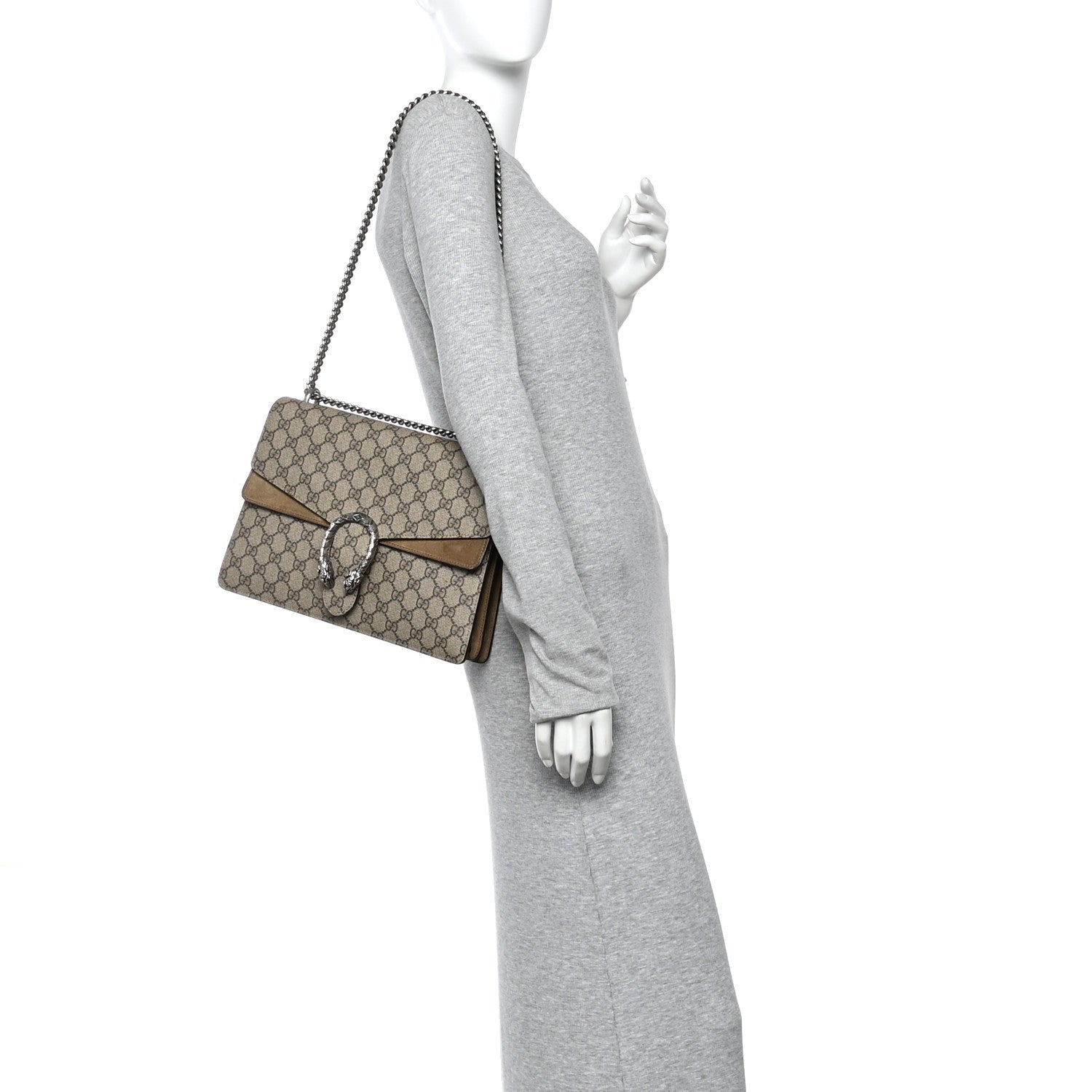 Gucci GG Supreme Monogram Medium Dionysus Shoulder Bag Taupe