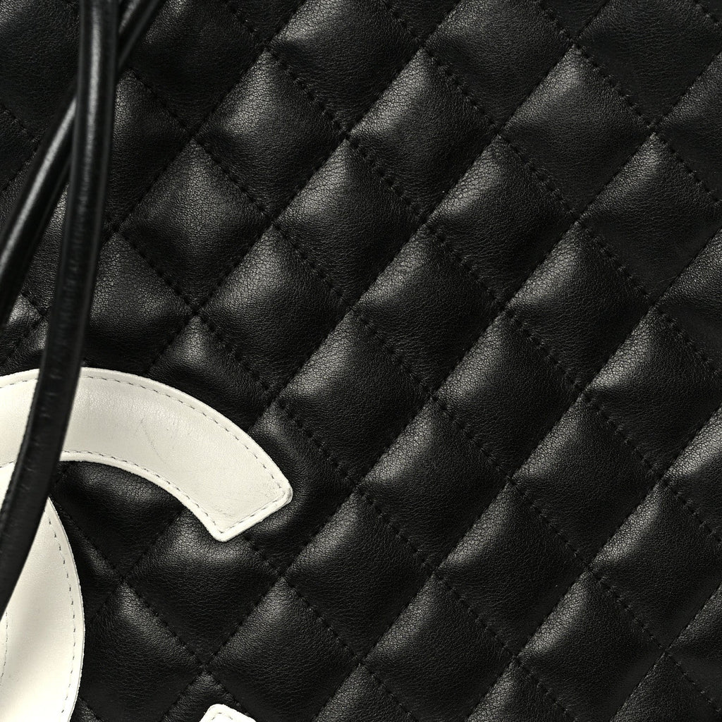 Chanel Calfskin Quilted Medium Cambon Messenger Black White