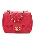 Chanel Lambskin Quilted Mini Square Flap Dark Pink