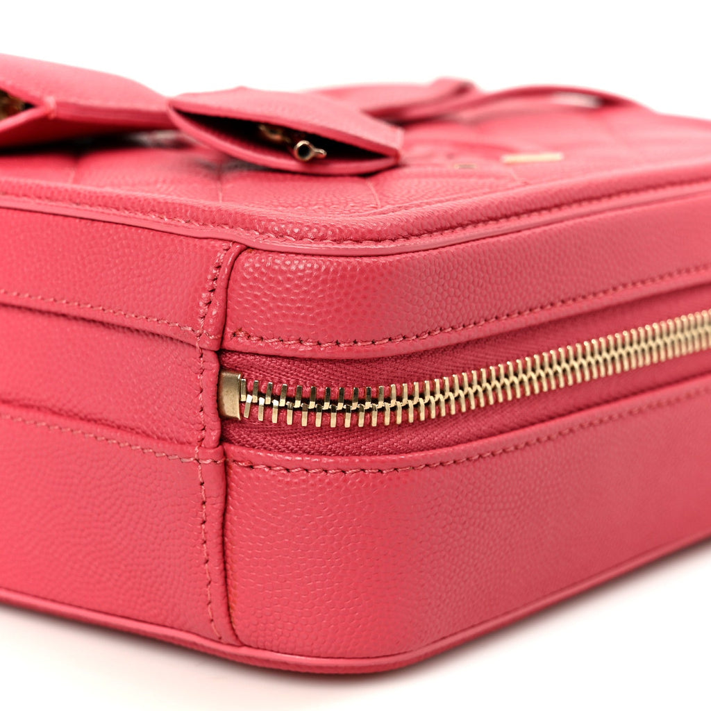 Chanel Caviar Quilted CC North South Filigree Vanity Case Pink