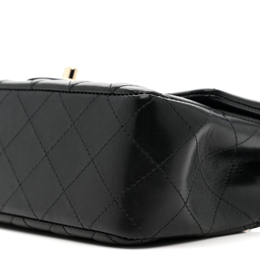 Chanel Lambskin Quilted Mini Rectangular Flap Black