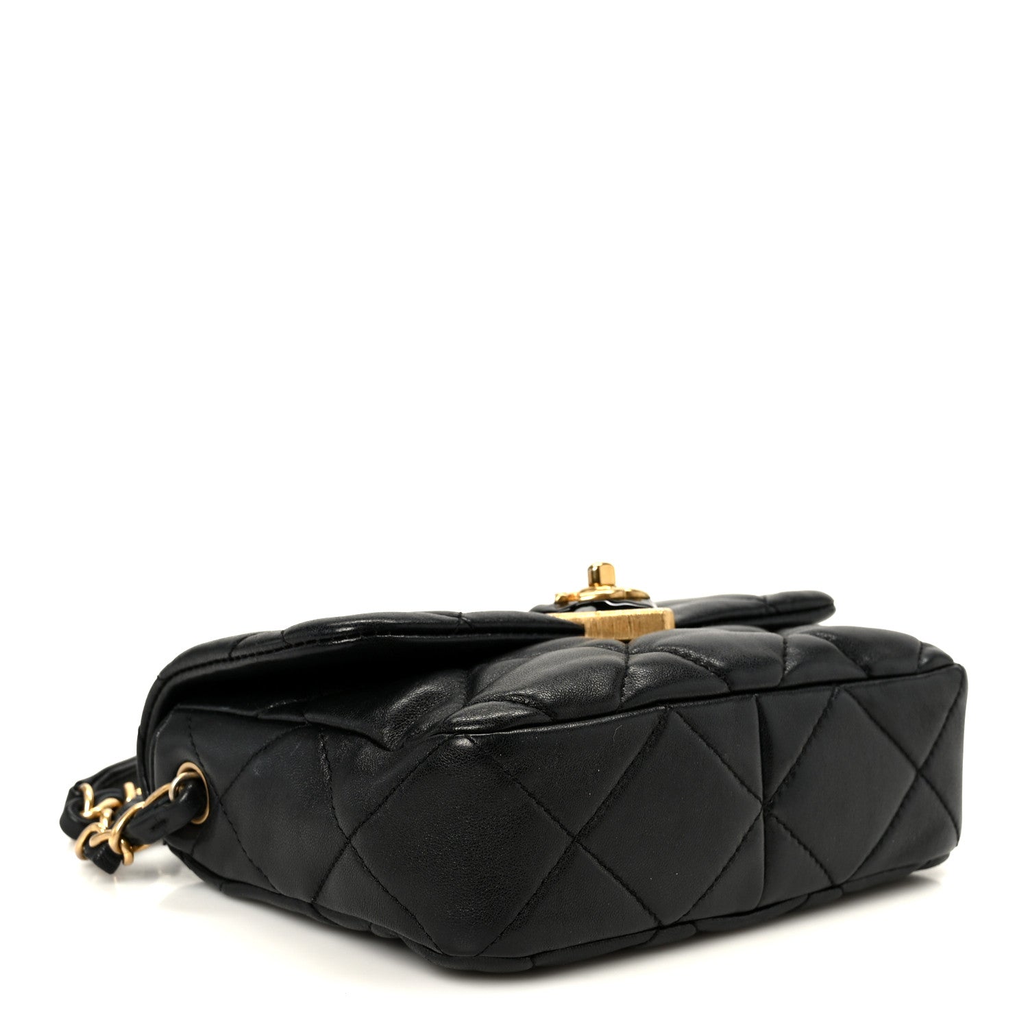 Chanel Lambskin Resin Quilted Mini Heart Square Flap Black