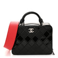 Chanel Patent Quilted Travel Kit Vanity Case Black
