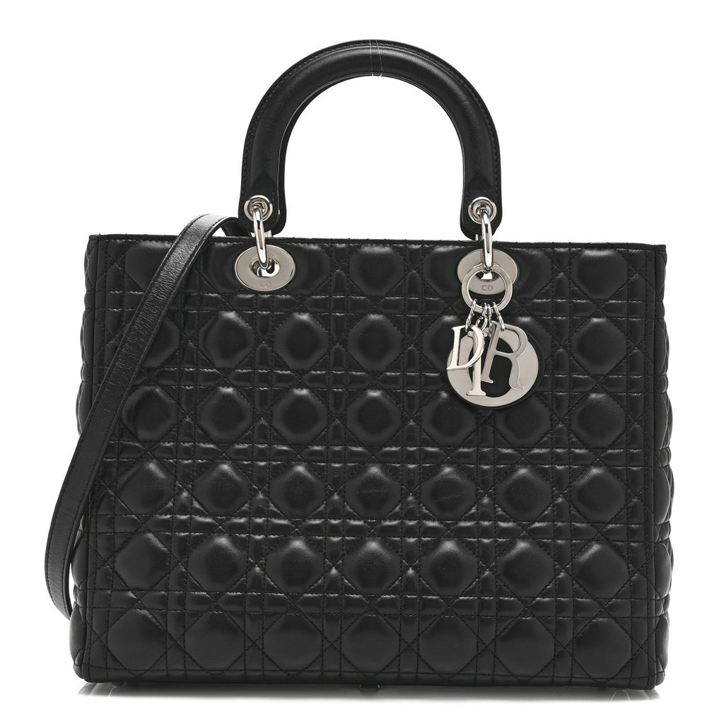 Christian Dior Lambskin Cannage Large Lady Dior Black