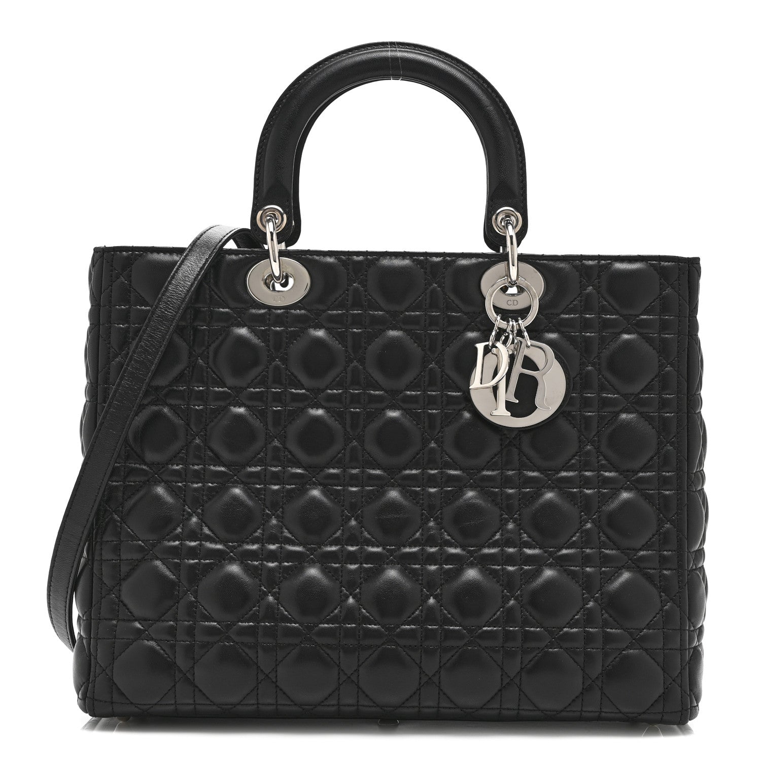 Christian Dior Lambskin Cannage Large Lady Dior Black