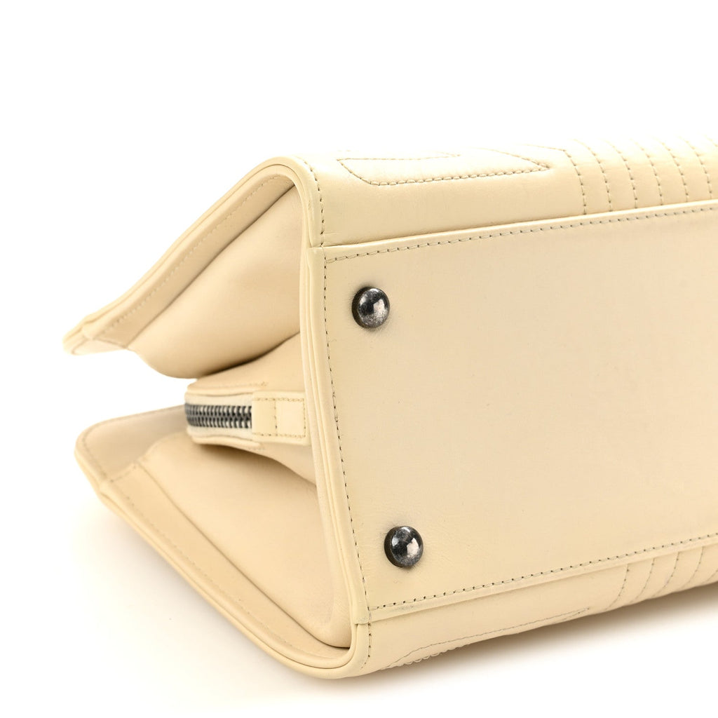 Chanel Glazed Calfskin Quilted Korean Garden Off White