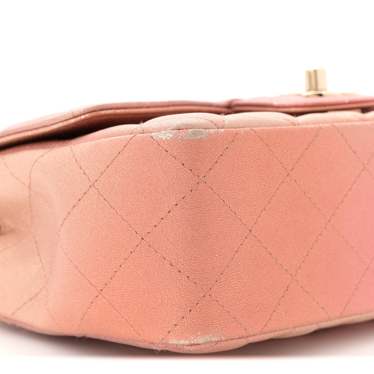 Chanel Metallic Lambskin Quilted Ombre Mini Rectangular Flap Pink
