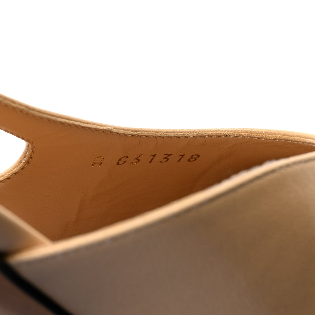 Goatskin Grosgrain Cap Toe CC Slingback Pumps 36.5 Beige Black