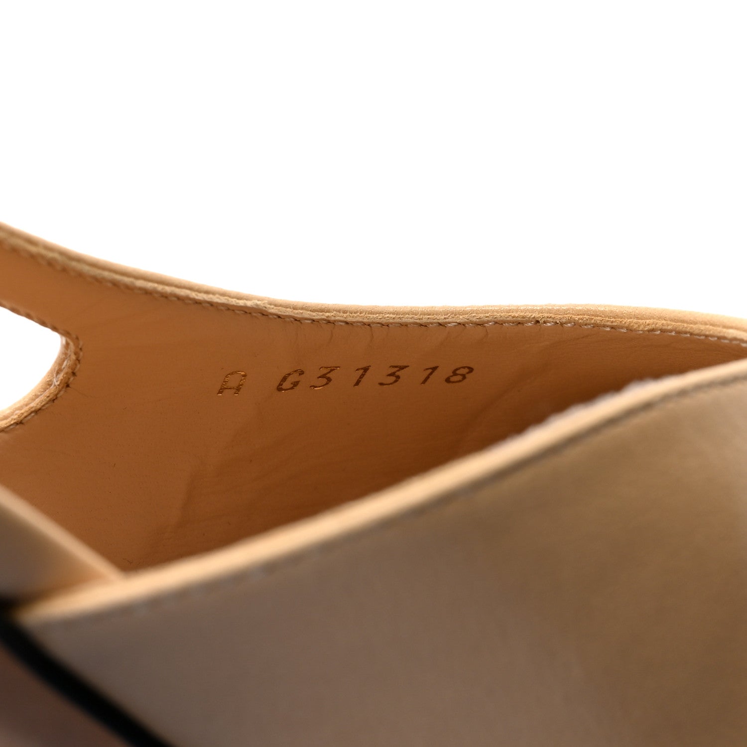 Goatskin Grosgrain Cap Toe CC Slingback Pumps 36.5 Beige Black