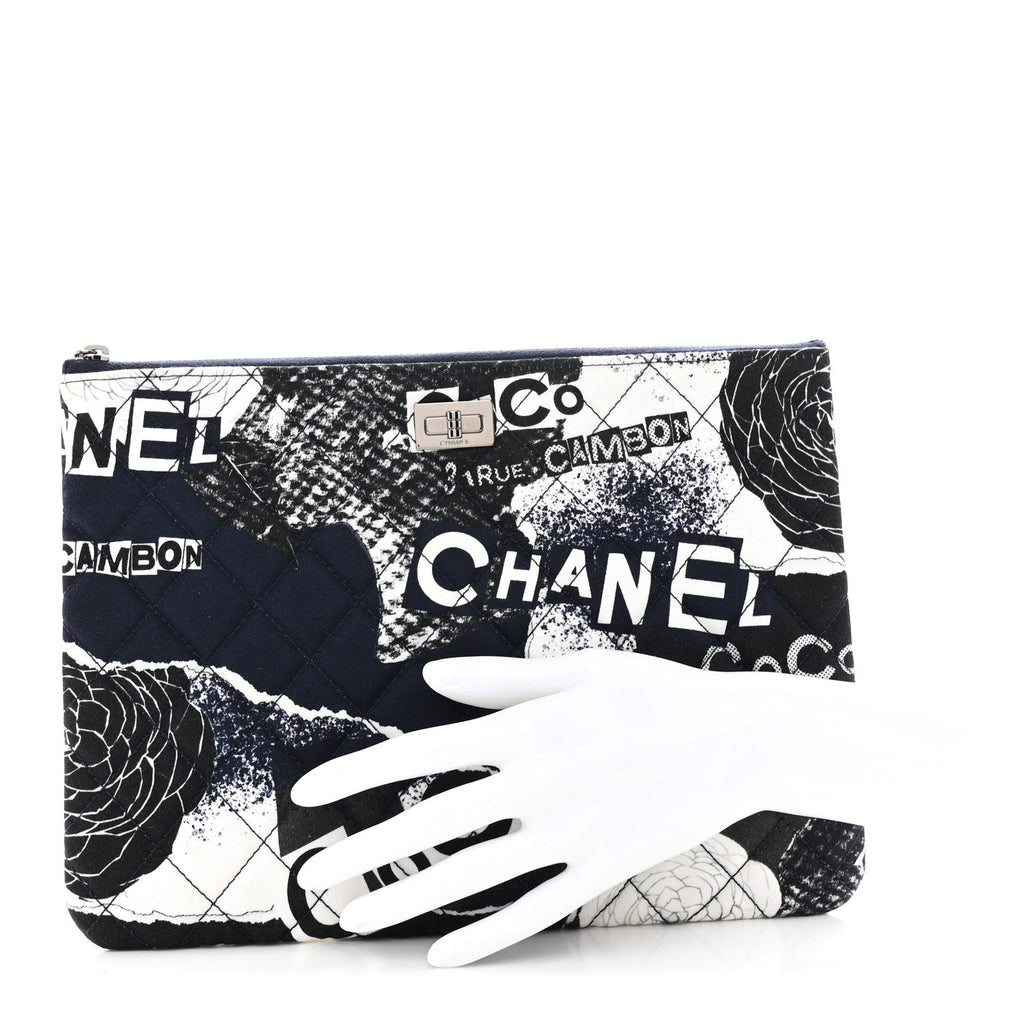 Jersey Quilted Graffiti Large Reissue Cosmetic Case Black White