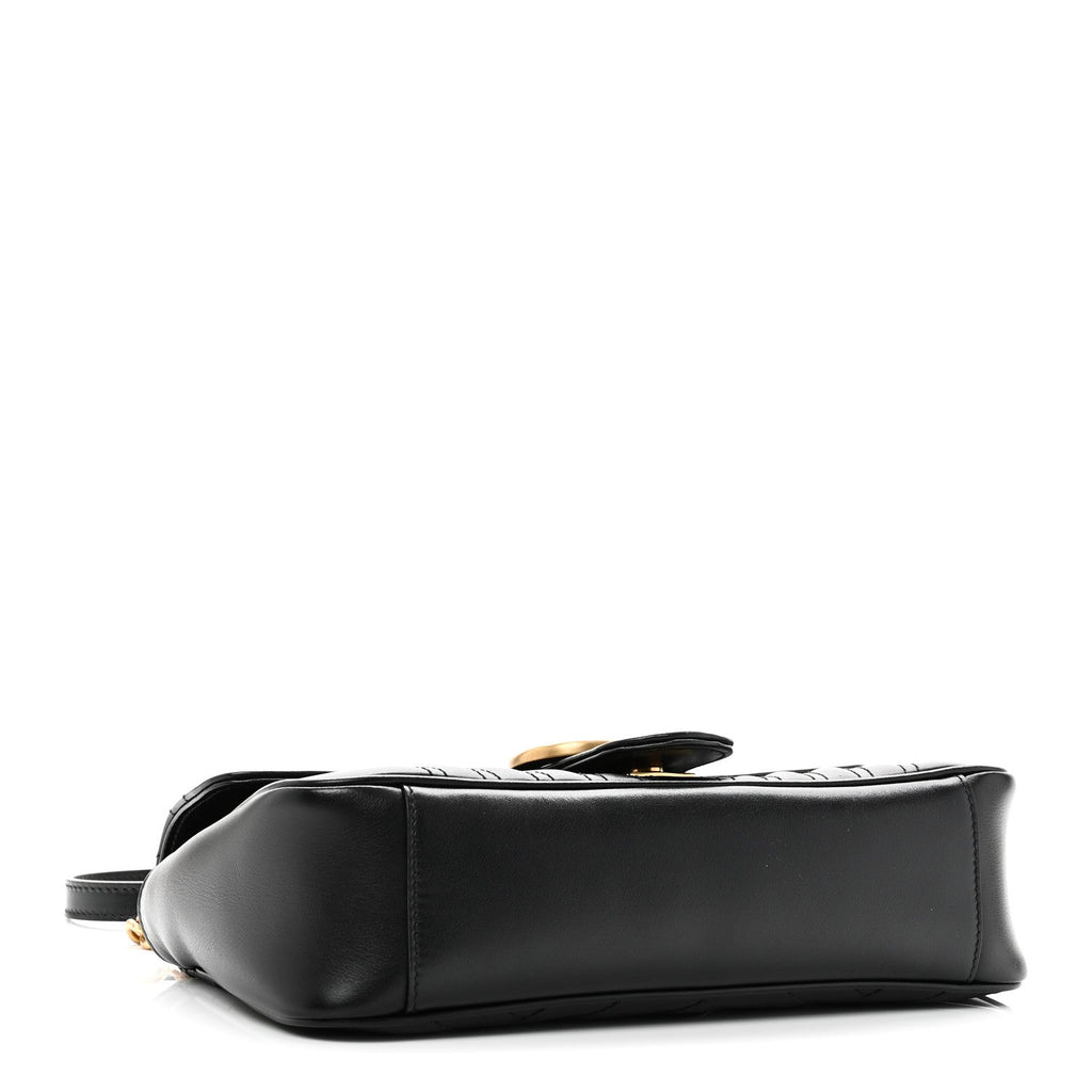 Gucci Calfskin Matelasse Small GG Marmont Shoulder Bag Black