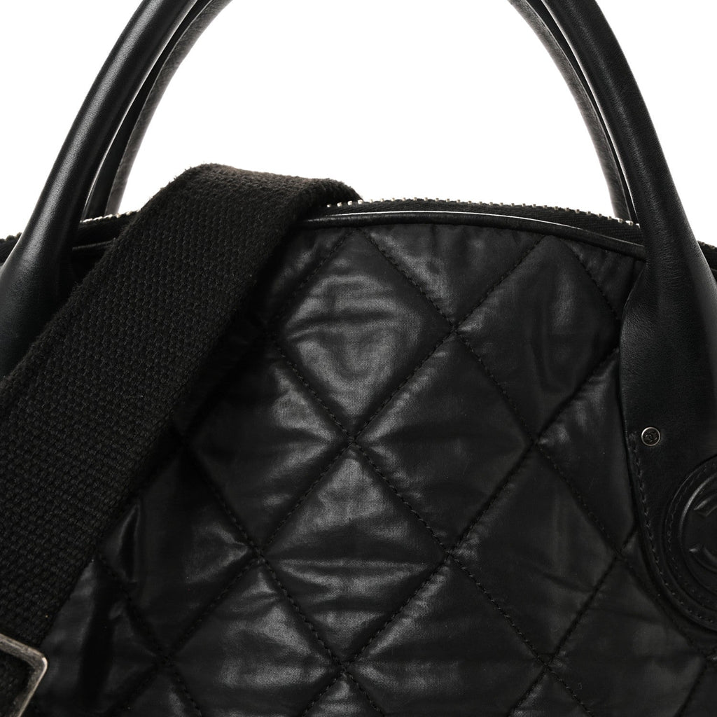 Chanel Coated Canvas Quilted Large Garment Travel Bag Black