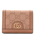 Gucci Monogram Textured Dollar Calfskin Card Case Cloche Rose Pink