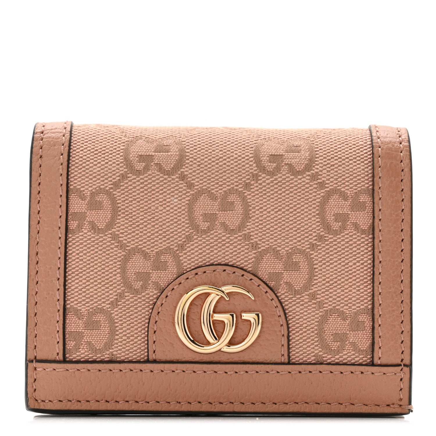 Gucci Monogram Textured Dollar Calfskin Card Case Cloche Rose Pink